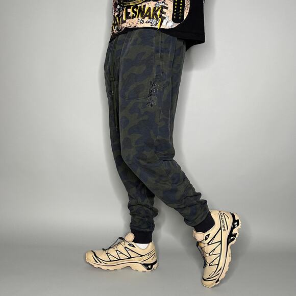 Vintage Y2K Nike Sweatpants Mens L Woodland Camo Black Swoosh Cotton Joggers